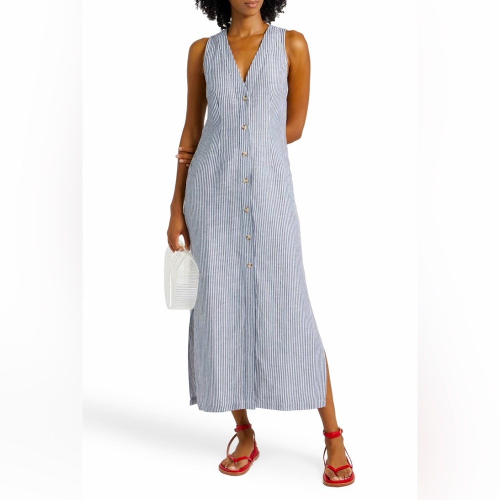 Onia Striped Linen And Lyocell-blend Maxi Dress